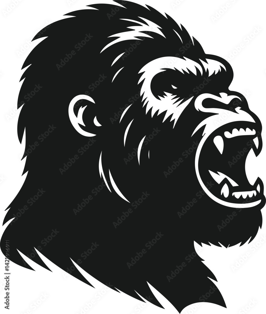Angry gorilla vector silhouette Angry gorilla vector silhouette
