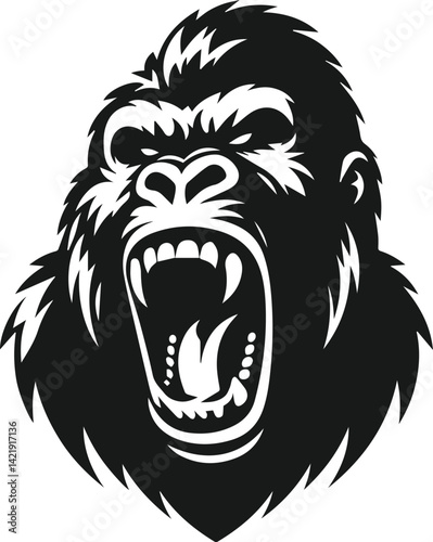 Angry gorilla vector silhouette