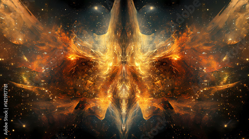 Obraz na płótnie Abstract nebula formations with light lines. Cosmic Illumination. Illustration w salonie