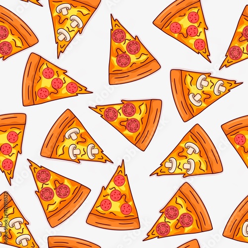 tomato, mushroom, sausage pizza pattern design