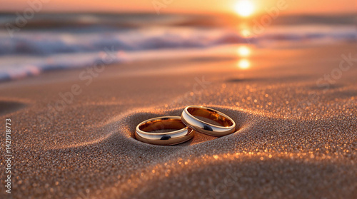 wedding rings on the beach