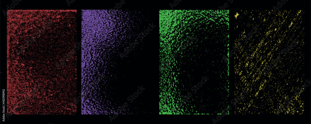 Colorful Grunge Texture Set with Noise Effect for Abstract Background and Overlay Design