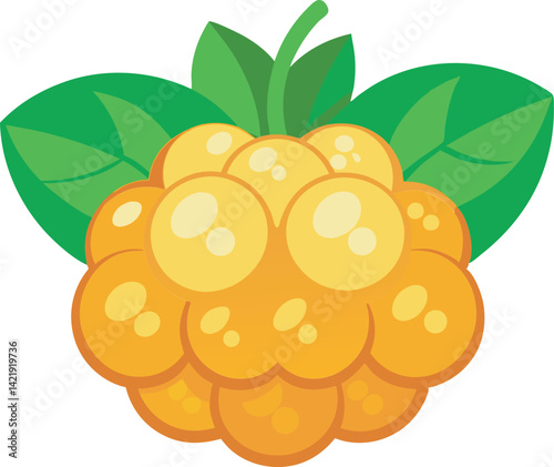 A vibrant vector art illustration showcasing delicious cloudberries with rich colors and detail, perfect for food-themed or nature-inspired designs.