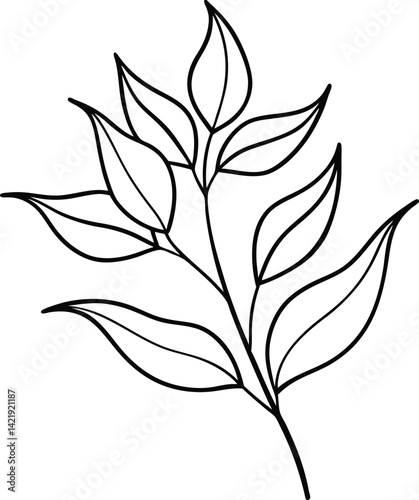  one-line-drawing-of-leaves--branch--flowers