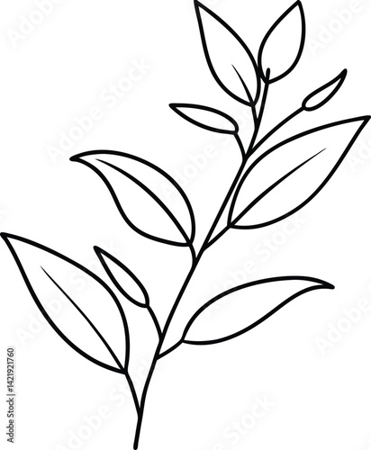  one-line-drawing-of-leaves--branch--flowers