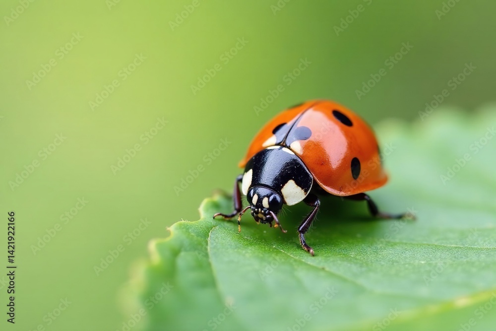 Close-up of a single ladybug on white background, fauna, background, bug Close-up of a single ladybug on white background, fauna, background, bug