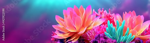 Vibrant coral polyp close-up underwater scene nature photography colorful environment macro view marine life concept photo