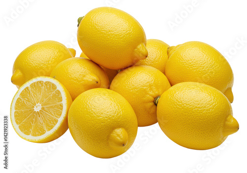 Pile of bright yellow lemons