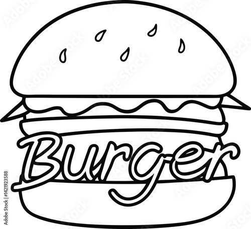 continuous-one-line-drawing-of-burger-with-letter