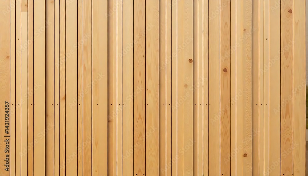 Fototapeta premium Wooden panels texture. Vertical wooden slats for facade cladding. Timber stripes made of beige pine a modern plank surface for interior, created with generative ai