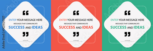 Bubble quote frame banner, Testimonial social media post template isolated on background. Speech bubbles and text box with copyspace. infographic Vector Illustration.