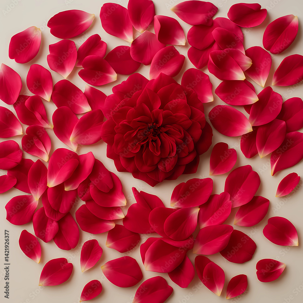rose petals background. Close-up of a red rose with scattered pink petals on a soft, neutral background. The image features delicate textures and romantic tones, ideal for use in floral designs, rose petals background. Close-up of a red rose with scattered pink petals on a soft, neutral background. The image features delicate textures and romantic tones, ideal for use in floral designs,