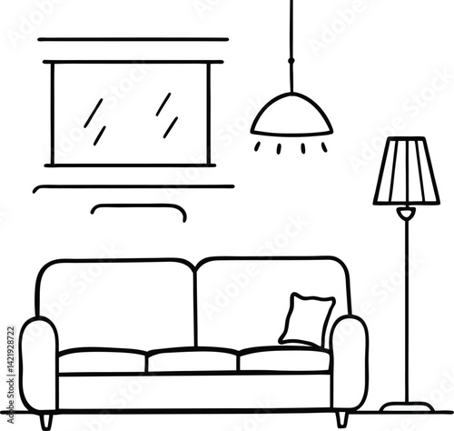sofa7continuous-line-drawing-of-sofa-and-light-lam