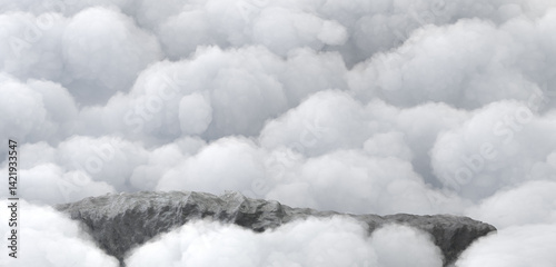 Obraz na płótnie Surreal 3D render stone podium amid white clouds w salonie