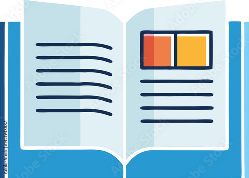  Magazine flat and line icons set Open magazine symbol Vector