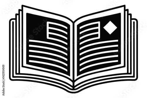  Magazine flat and line icons set Open magazine symbol Vector