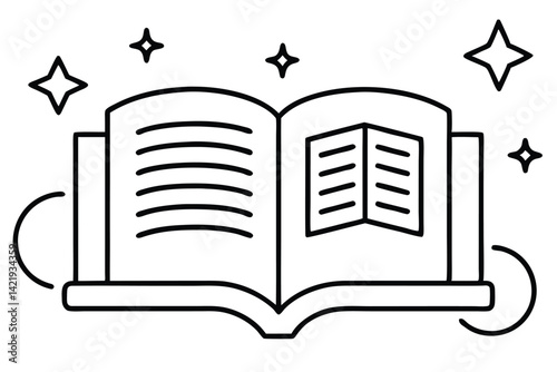  Magazine flat and line icons set Open magazine symbol Vector