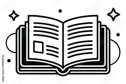  Magazine flat and line icons set Open magazine symbol Vector