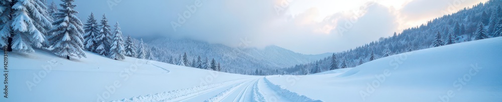 Heavy snowfall obscures distant hills, deep snowdrifts , snowy, arctic Heavy snowfall obscures distant hills, deep snowdrifts , snowy, arctic