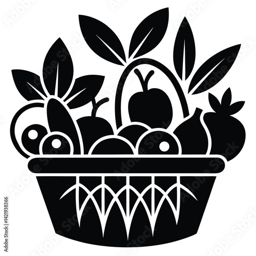 vector illustration of a basket of fruit