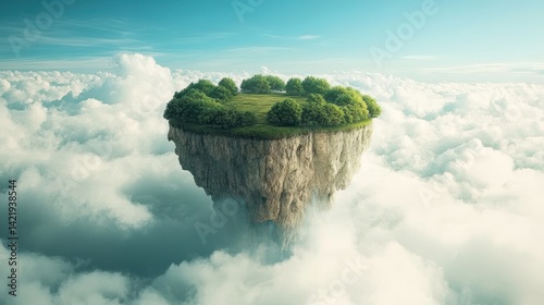 Enchanted Floating Island Above the Clouds: A Dreamlike Paradise