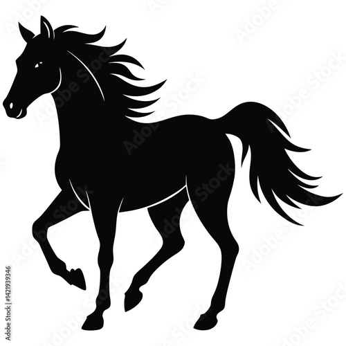 Wild horse black silhouette vector