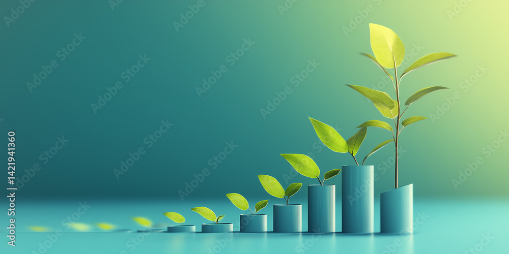 Obraz premium AI-driven growth represented through trendy buzzwords and immersive analytical frameworks for corporate strategic acceleration