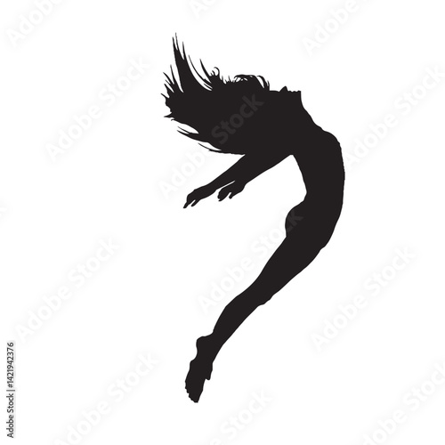 Lady Jumping High in Vector Art Women Jump Illustration Outline Art