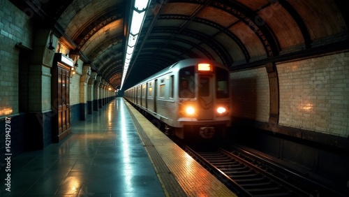 Wallpaper Mural Rapid Transit System A Subway Train Arriving at an Underground Station Platform Torontodigital.ca