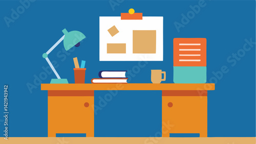 study desk with corkboard and notes