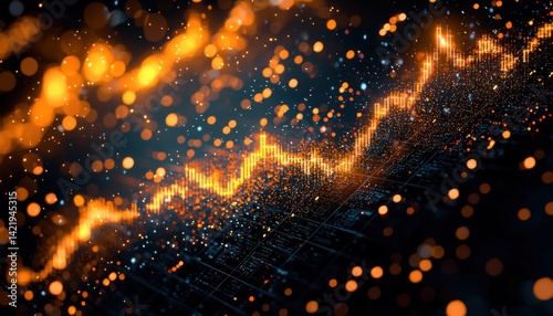 Navigating the intricacies of digital economics within a classroom environment illuminated by AI-generated stock charts The vibrant lines and data points symbolize the dynamic nature of modern
