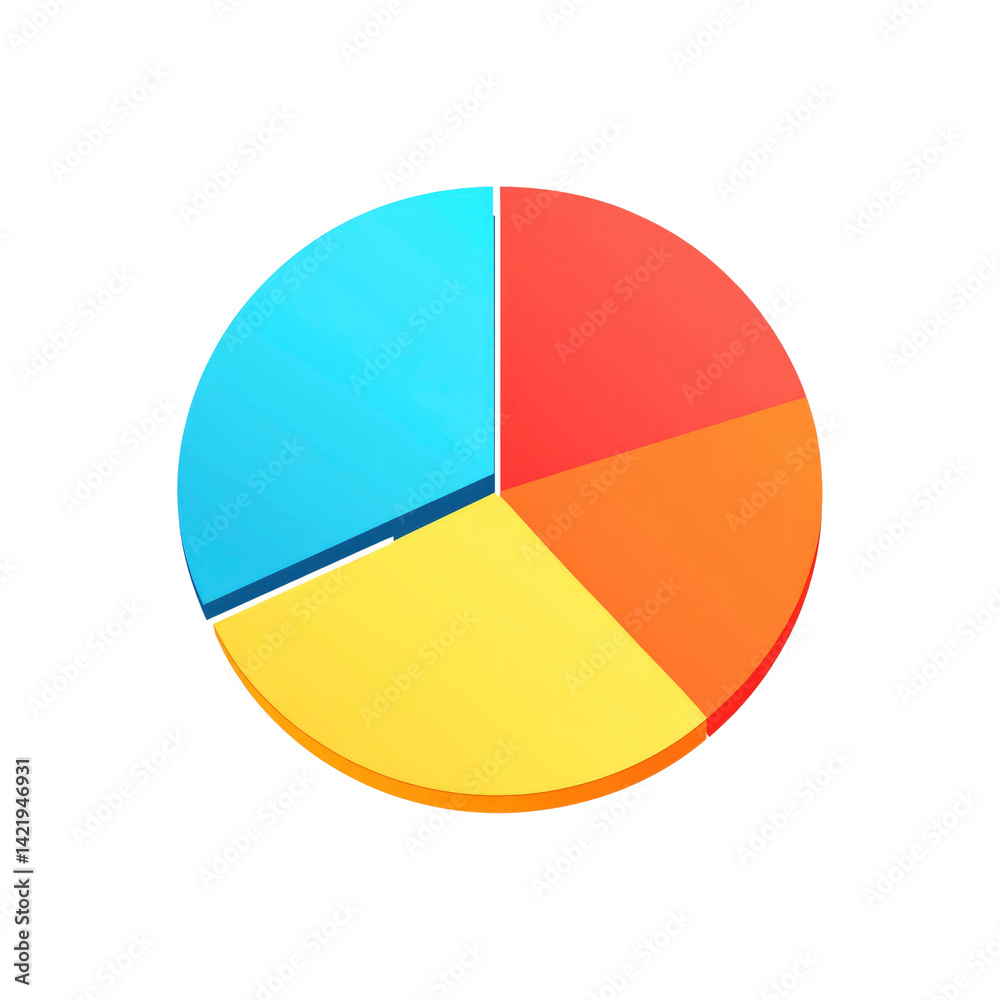 Fototapeta premium Colorful 3D Pie Chart Graphic - Data Visualization Icon
