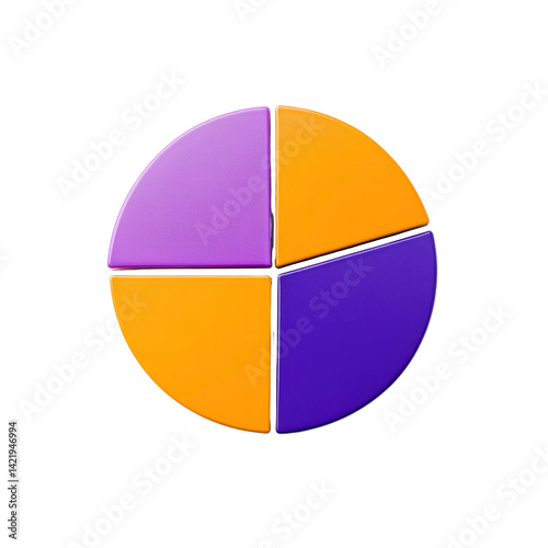 Free Download 3D Pie Chart with Four Colorful Segments Purple, Orange, and Violet - GFXLoad