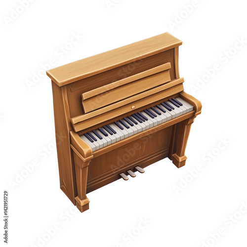 Vintage Upright Piano Wooden Musical Instrument Illustration