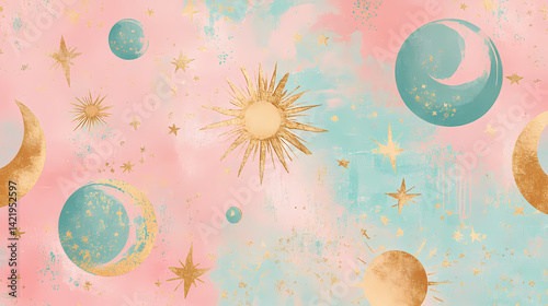 Obraz na płótnie celestial elements pattern w salonie