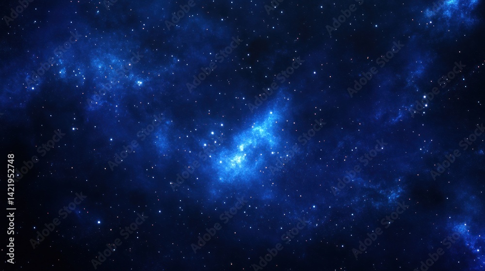 Celestial Nebula: A Deep Blue Cosmos