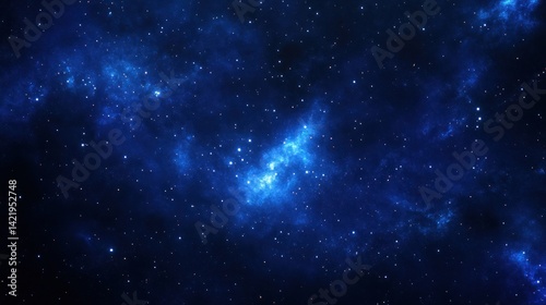 Obraz na płótnie Celestial Nebula: A Deep Blue Cosmos w salonie
