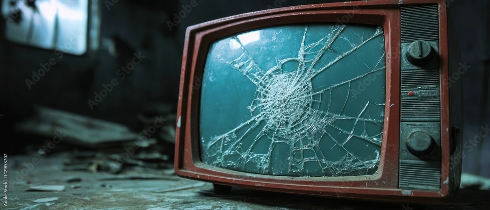 Shattered Screen: A Retro Television's Decay