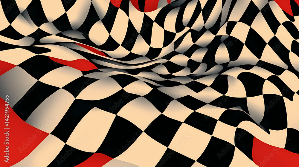 An abstract representation of a political tension. the art style tessellating textures resembling a web, weave or weft. tessellation. illustration. Reality-Warped Weft. Illustration