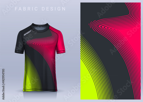 Fabric textile design for Sport t-shirt, Soccer jersey mockup for football club. uniform front view.	