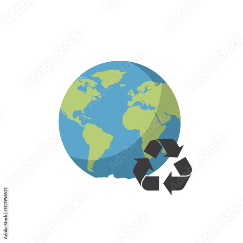 Vector Globe with recycling symbol promoting ecoconsciousness and environmental responsibility