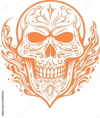 skull with fire