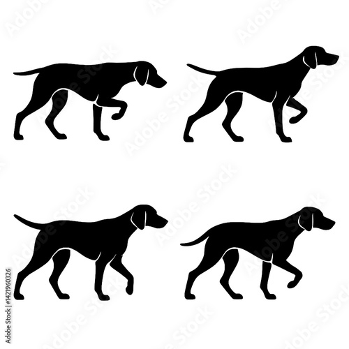 Dog Silhouette Vector Set in Walking Poses