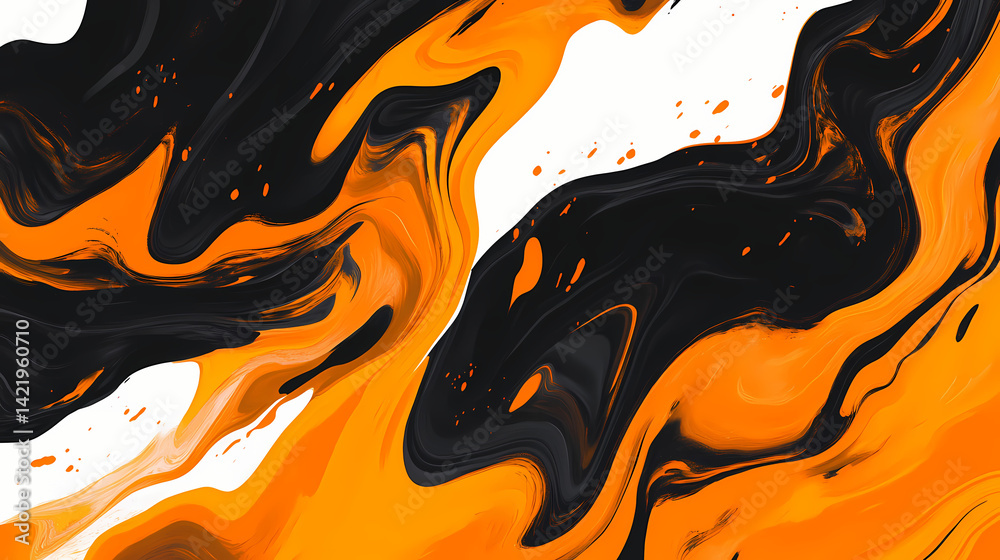 Orange black halloween animation pattern white background. Arcane Textile. Illustration