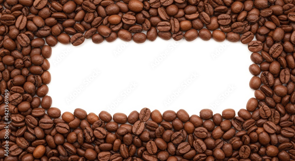 Coffee Beans Frame on White Background for Text or Message Coffee Beans Frame on White Background for Text or Message