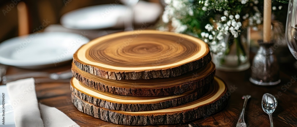 Rustic Wooden Table Decor: Stacked Wood Coasters