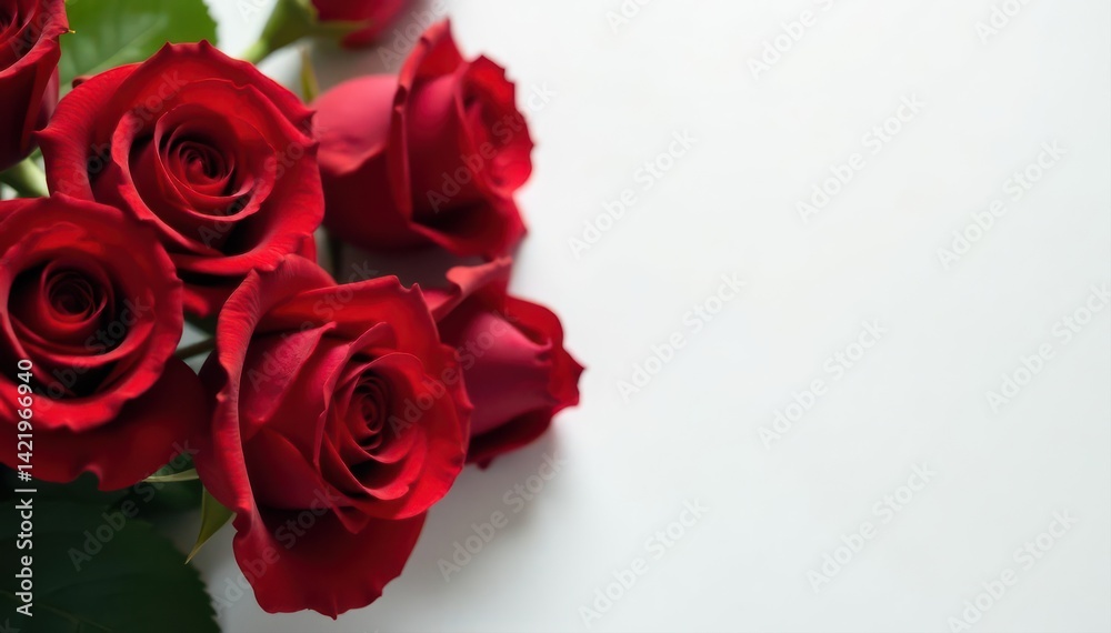 Several red roses artfully arranged, blank space provided , floral design, texture, advertising Several red roses artfully arranged, blank space provided , floral design, texture, advertising