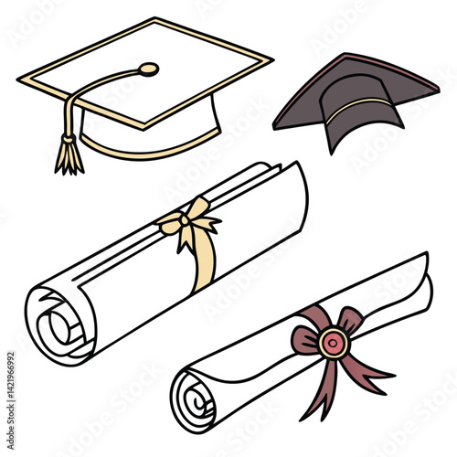 Graduation Diploma and Certificate Clipart,
Hand Drawn Graduation Diplomas and Certificates Illustrations,
Vintage Graduation Certificates and Diplomas Set.