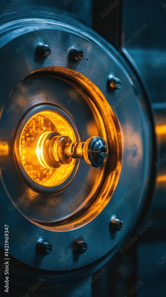 Glowing Industrial Machinery Close-Up