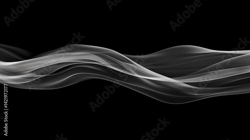 Obraz na płótnie Softly flowing gray smoke wraps around a dark background, exuding a sense of mystique as wisps of texture. Nebular Wrap. Illustration w salonie